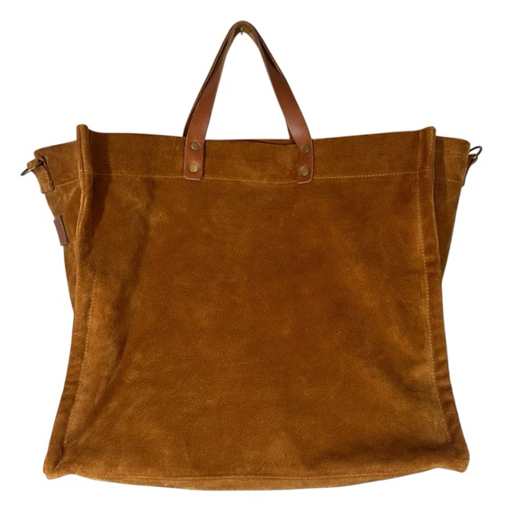 PARKER THATCH Mimi XL Carmel Suede Tote Zip Top Closure - Picture 3 of 16